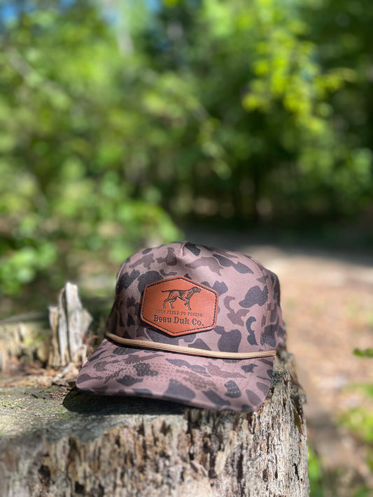 Leather GSP Patch Brown Camo Rope Hat